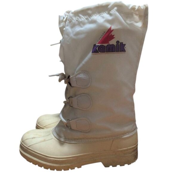 Kamik Boots White Lace up Snow Boots Winter Snow Breathable Waterproof Boots - Picture 1 of 7